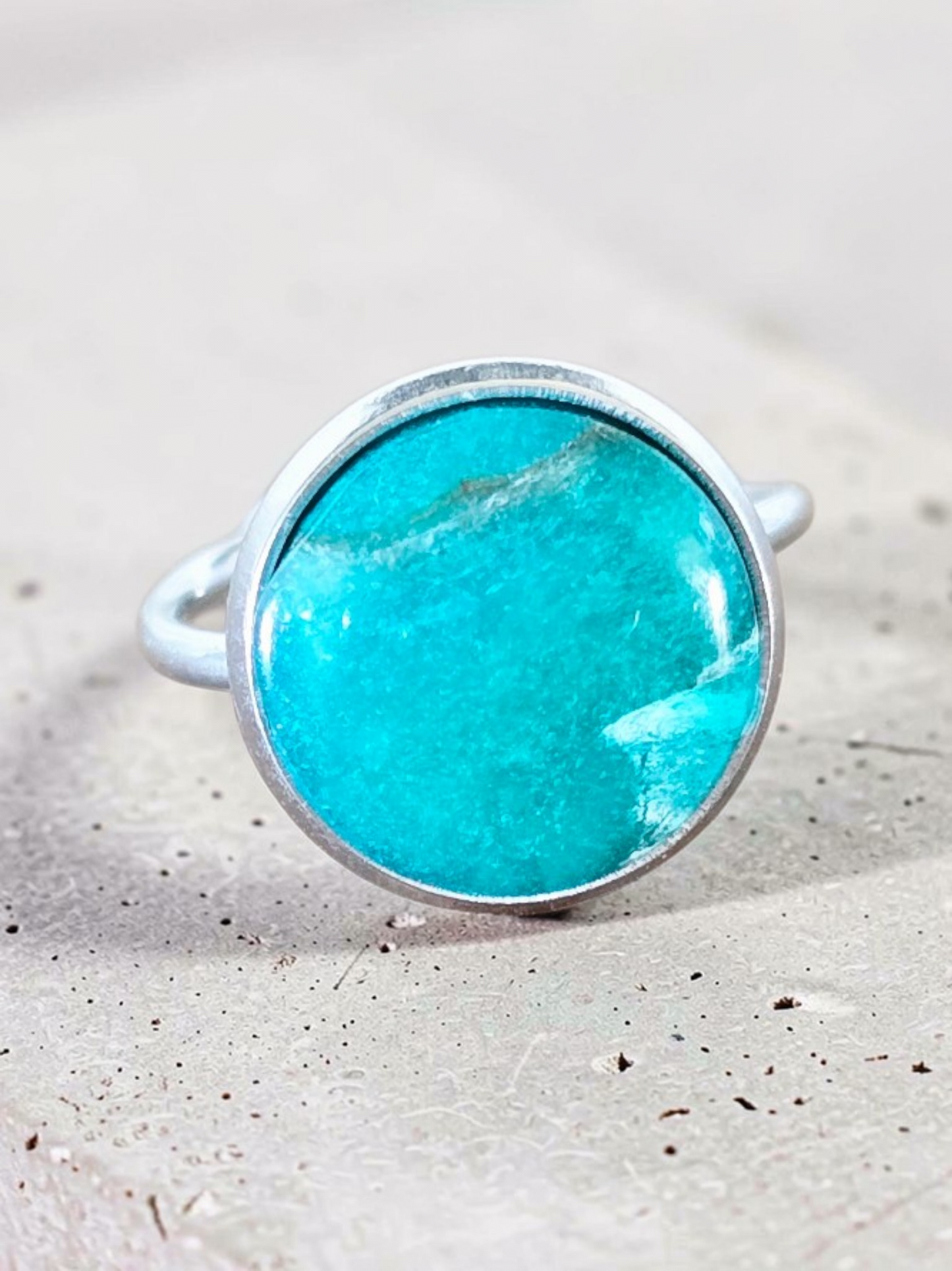 Faux Apatite Silver Adjustable Rings