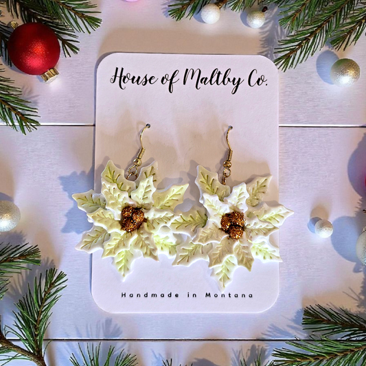 Pearl White Pointsettas: Large and Medium option