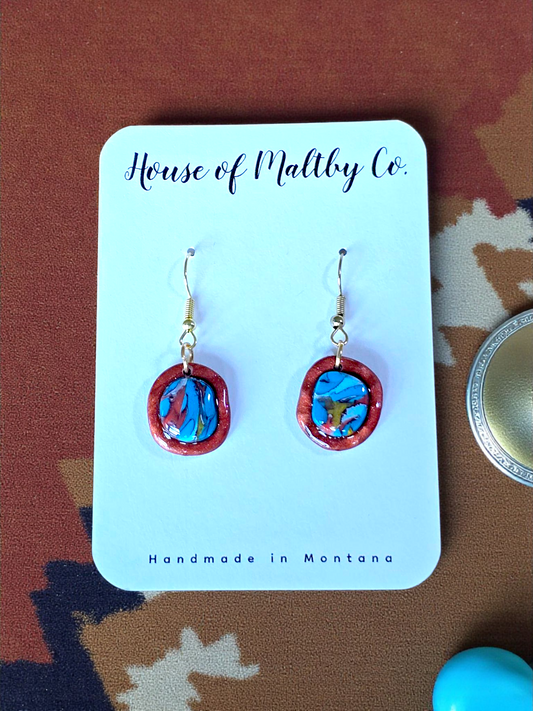 Charm Faux Spiny Oyster Turquoise Earrings