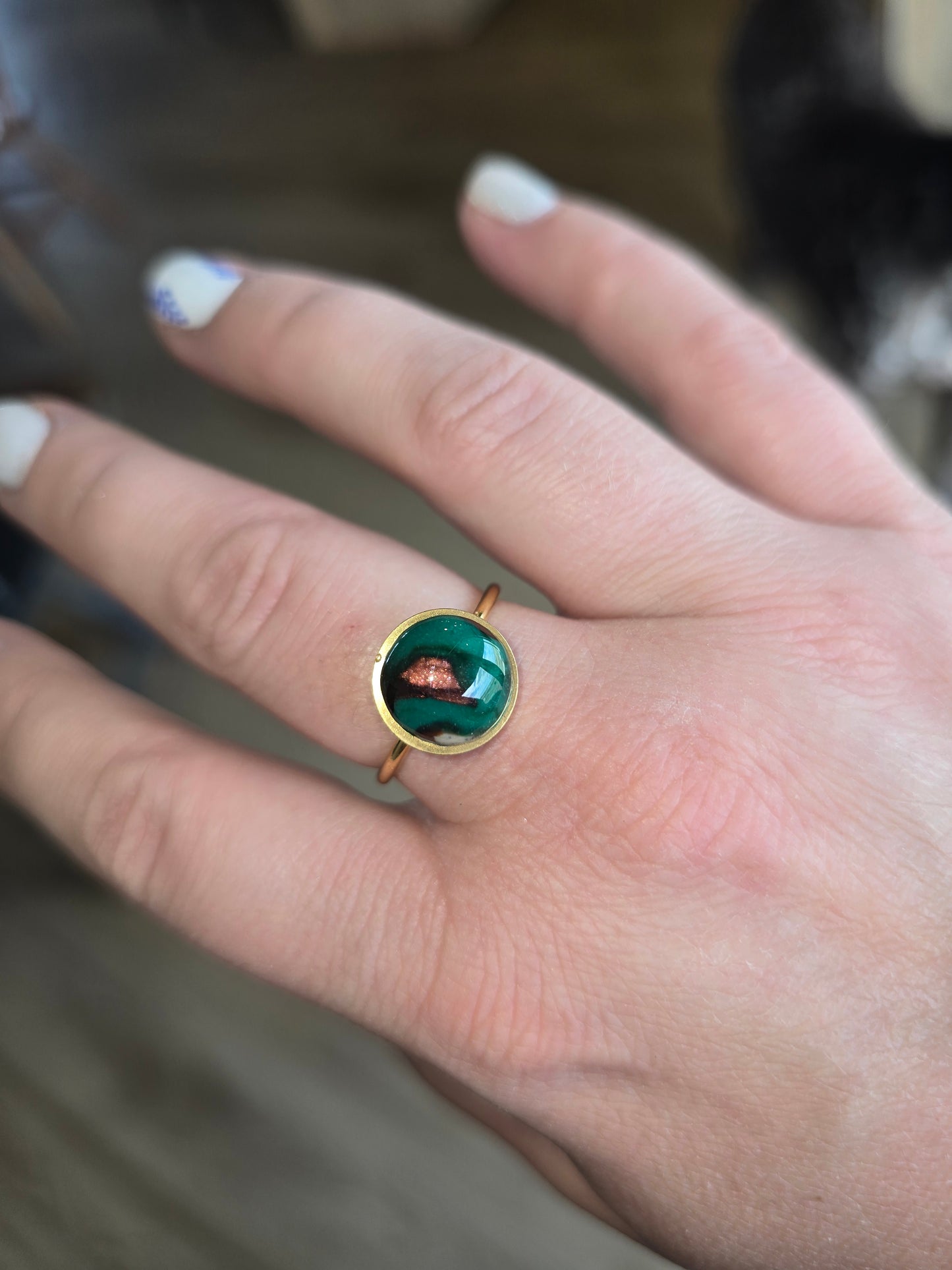 Green Turquoise Rings Gold: 2 available