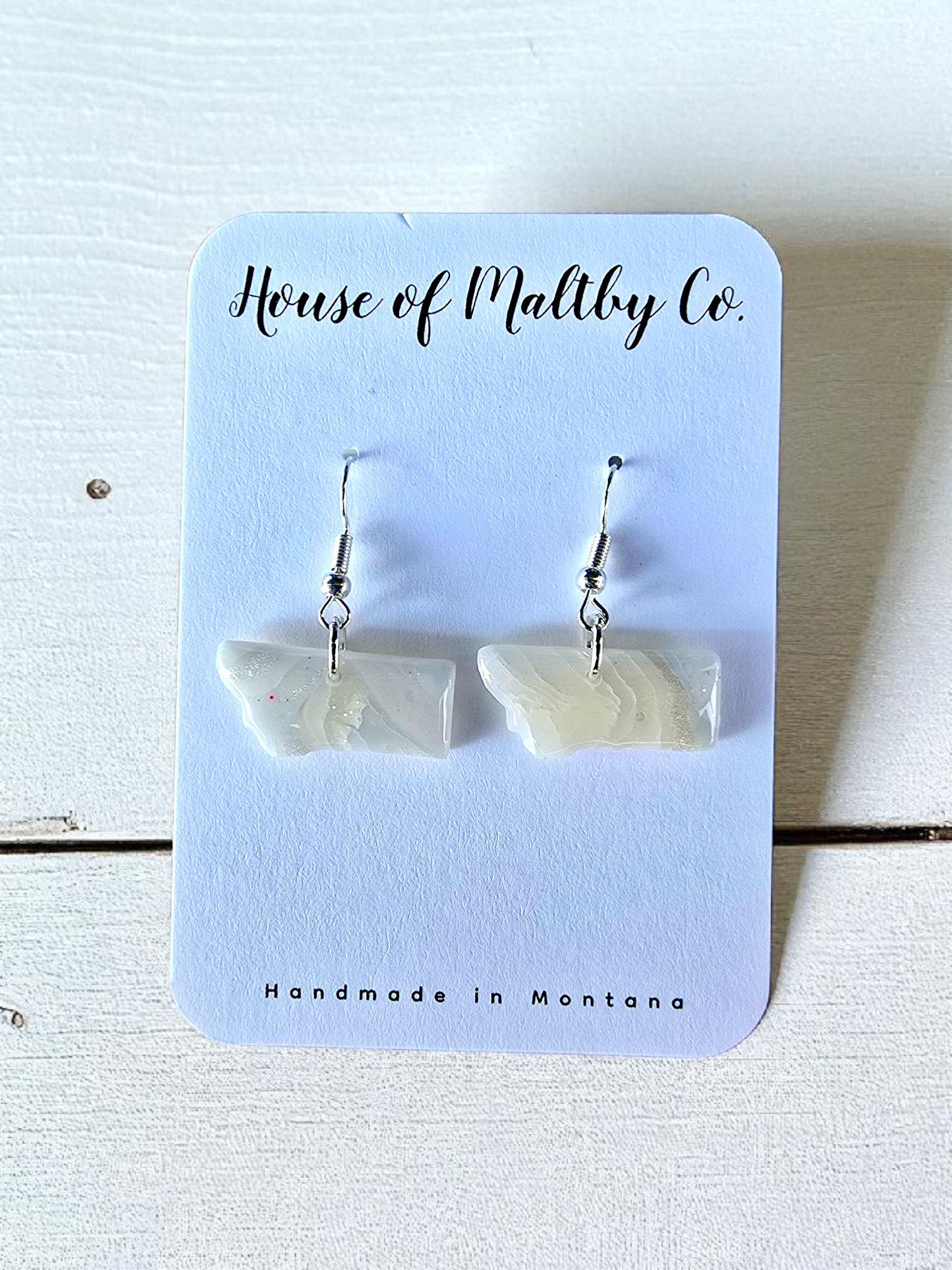 White Pearl Agate MT Earrings