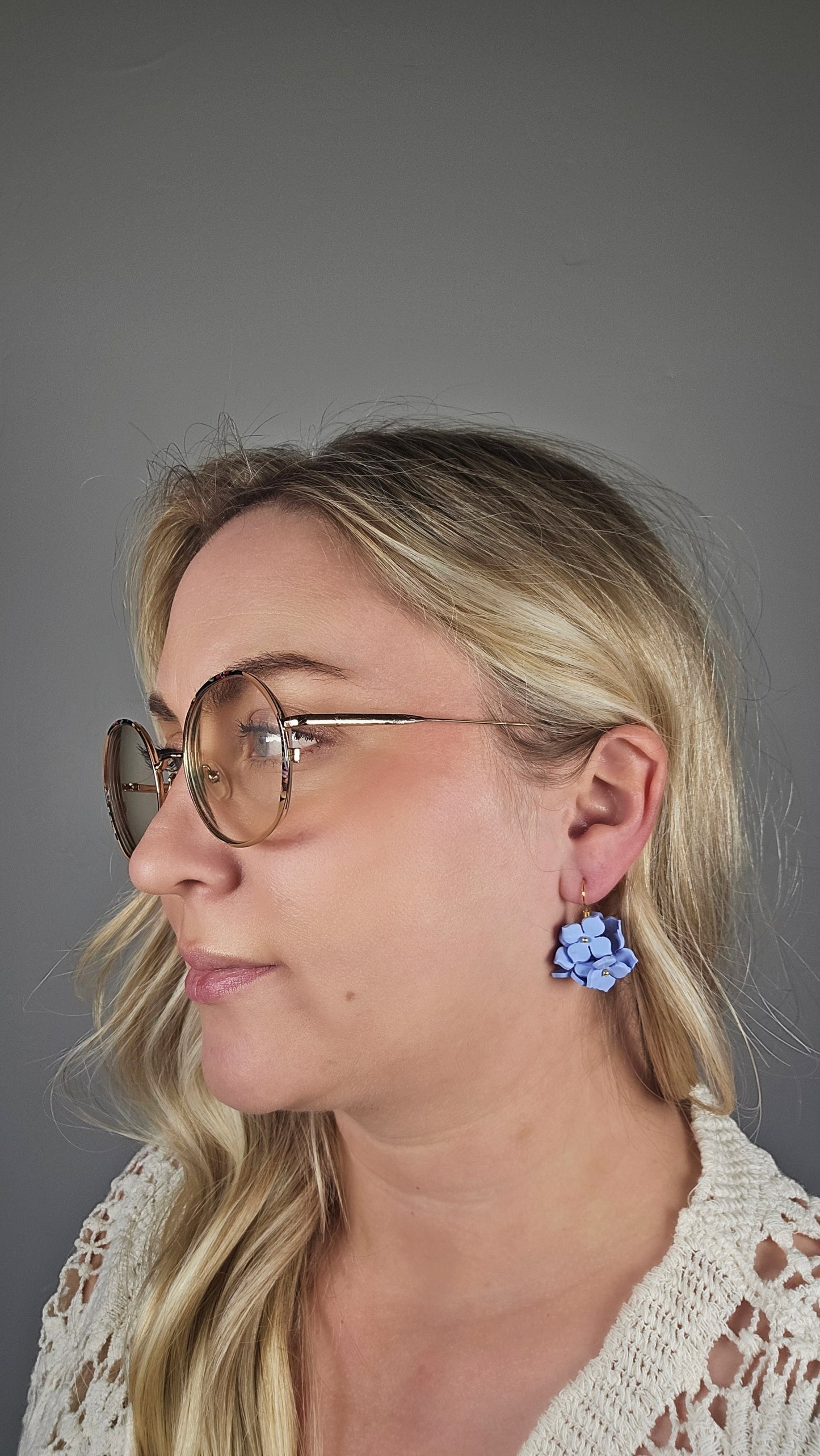 Blue Hydrangea Charm Earrings