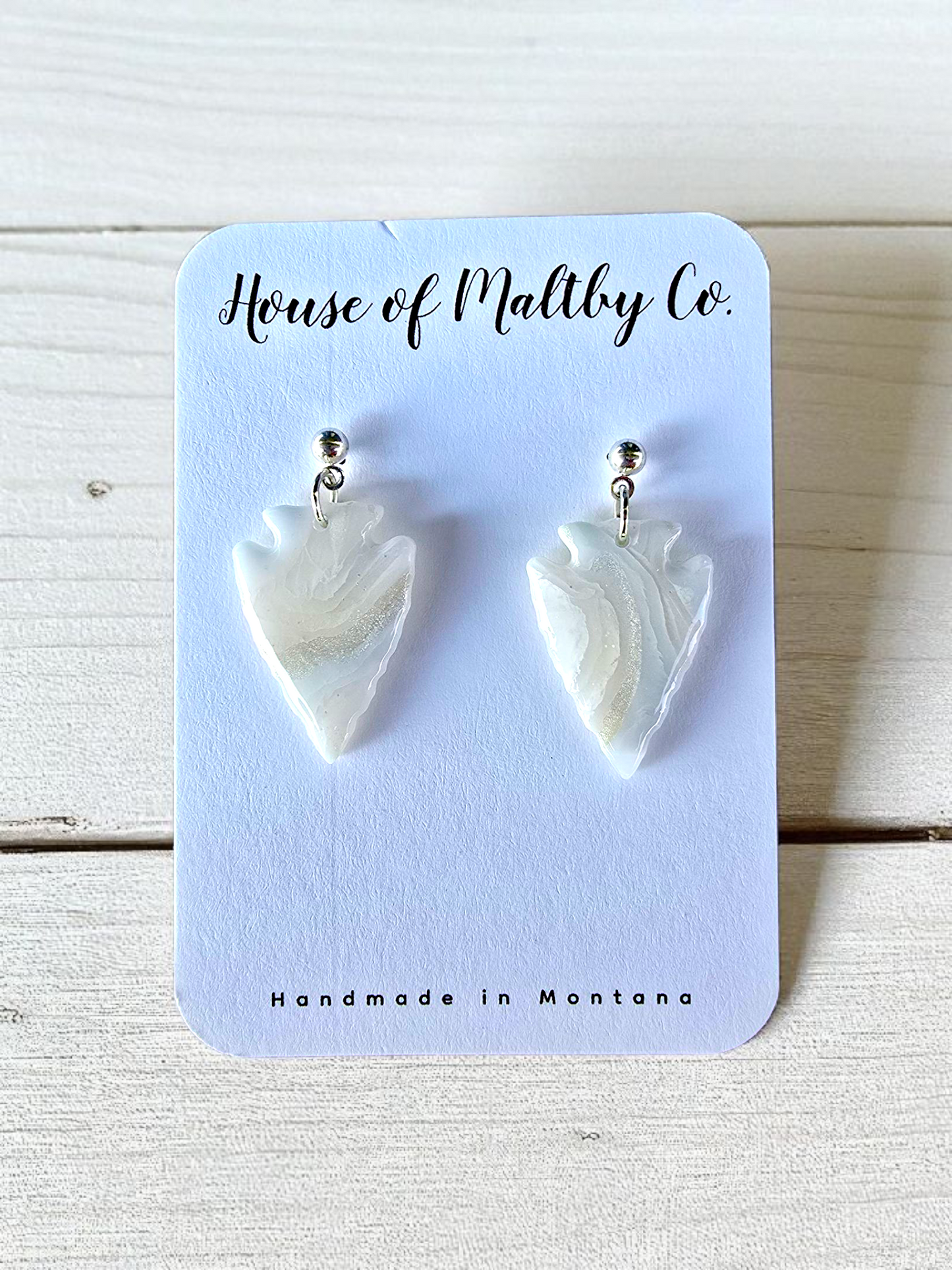 White Pearl Agate Arrowheads