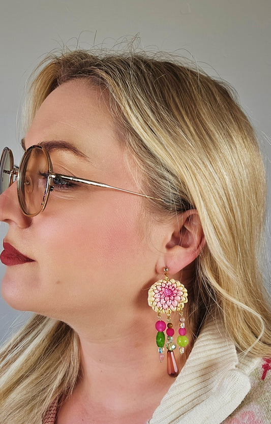 Hot Pink and Green Dahlias