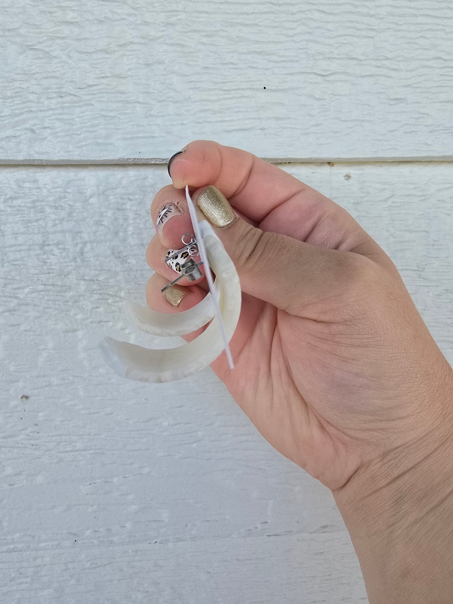 White Pearl Agate Huggies