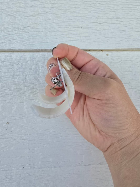 White Pearl Agate Huggies