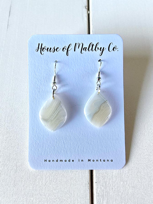 White Pearl Agate Earrings: 2 options