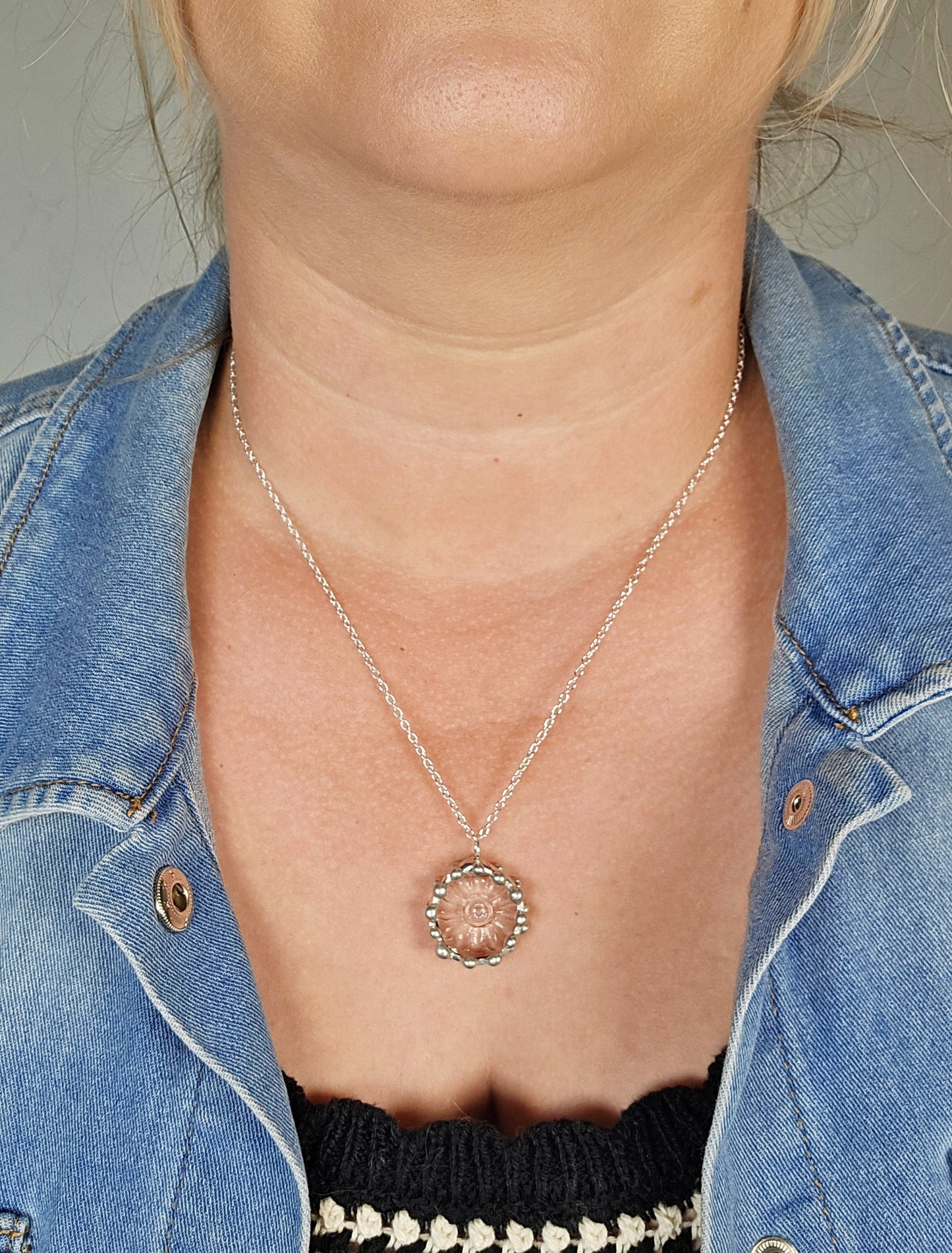 Clear Daisy Indiana Glass Pendant