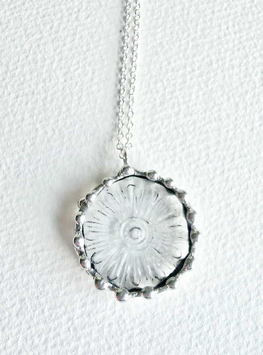 Clear Daisy Indiana Glass Pendant