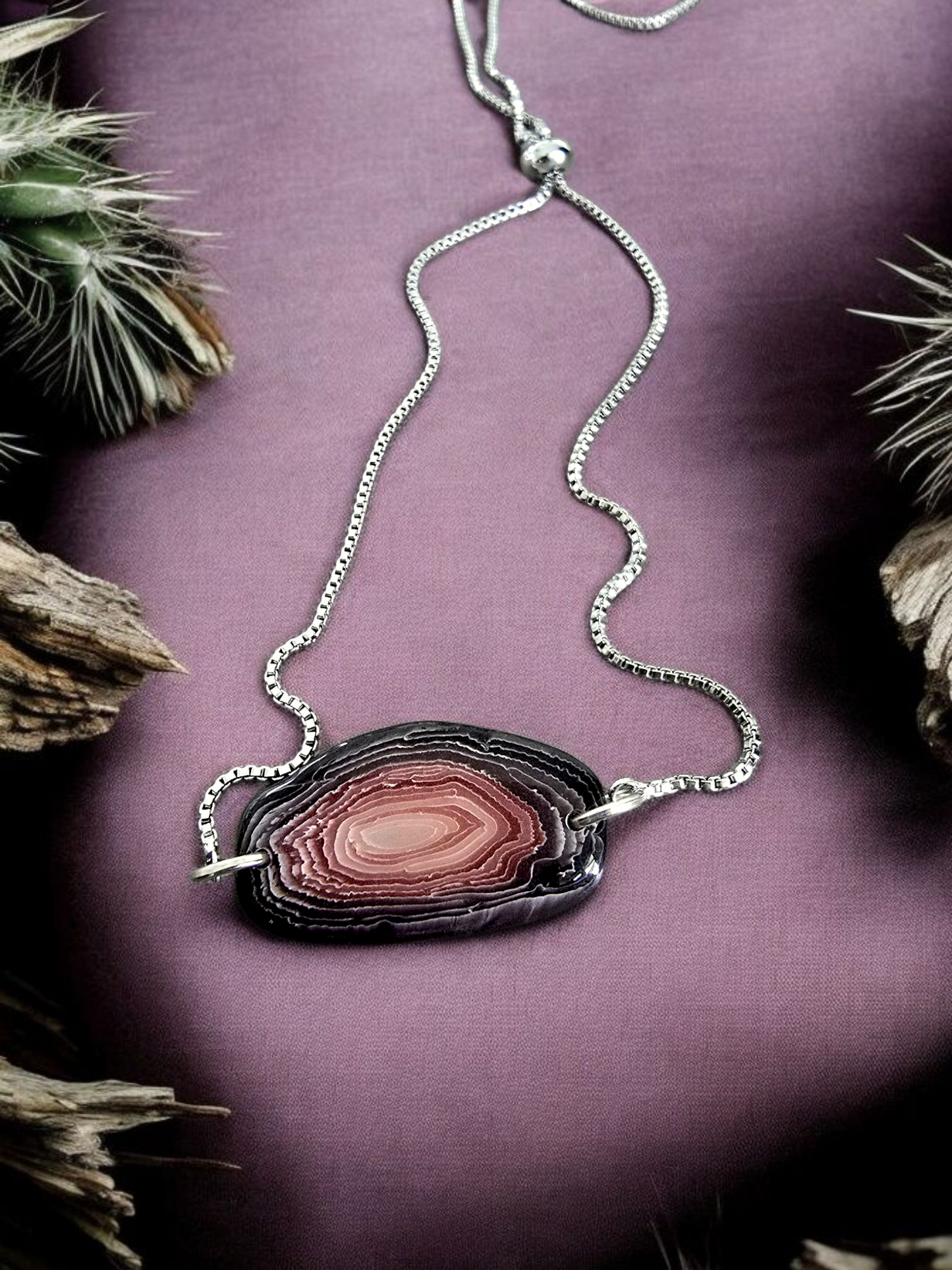 Botswana Agate Necklaces: Silver, adjustable