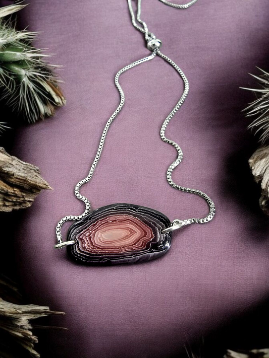 Botswana Agate Necklaces: Silver, adjustable