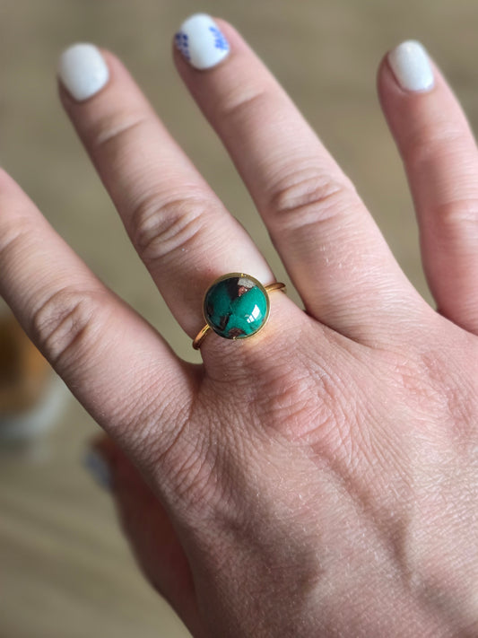 Green Turquoise Rings Gold: 2 available