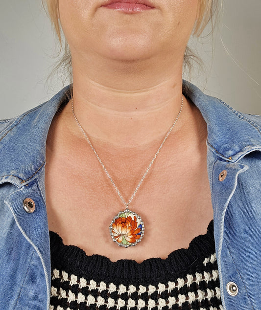 Dark Orange Chrysanthemum Pendant