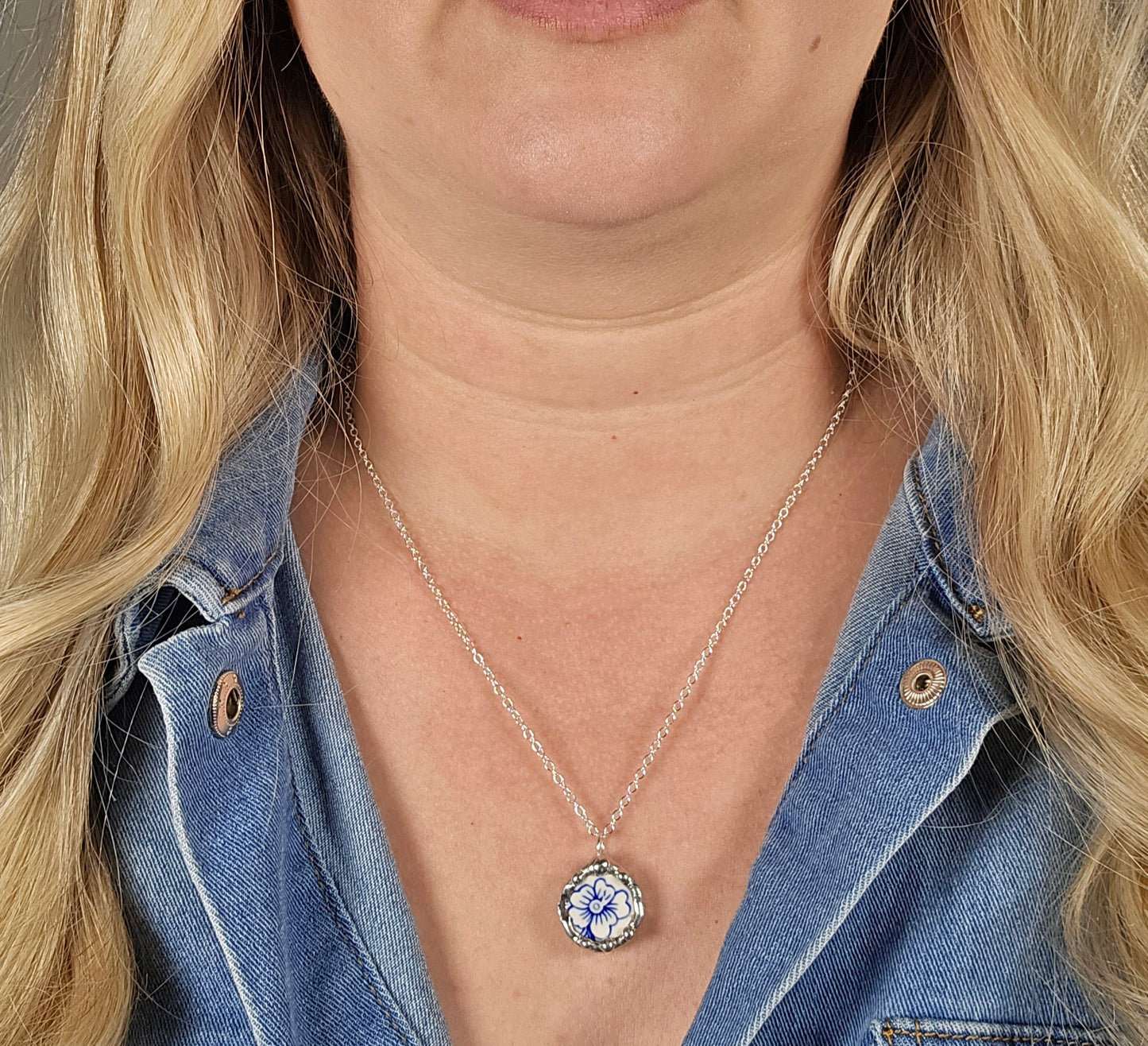 Small Blue Flower Pendant