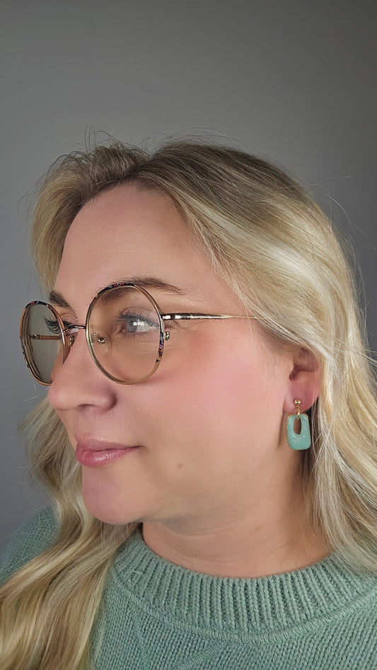 Small Faux Mint Opal Stone Earrings