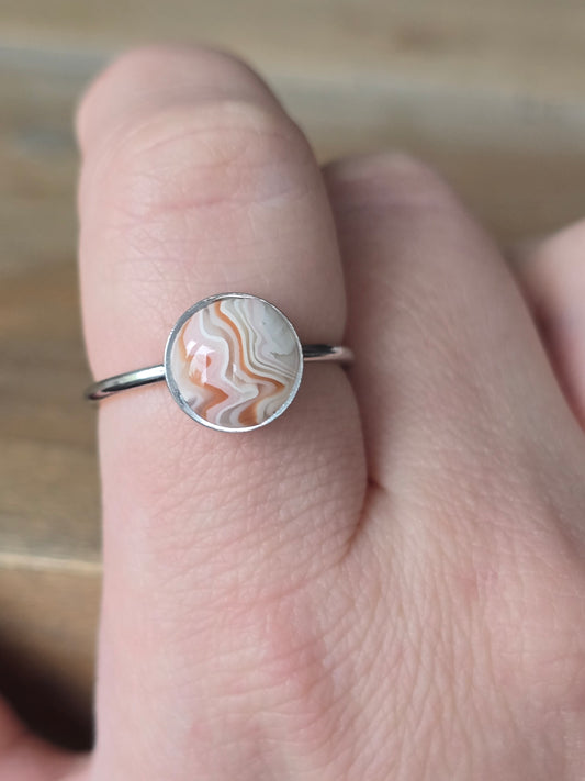 Rose Lace Agate Silver Ring Style 2