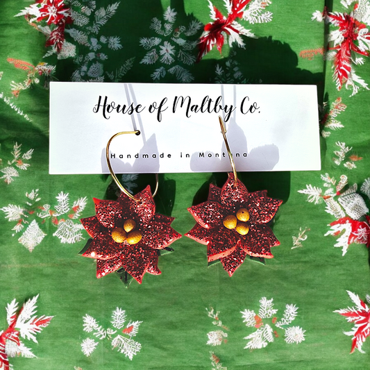 Small Hoop Sparkly Poinsettias
