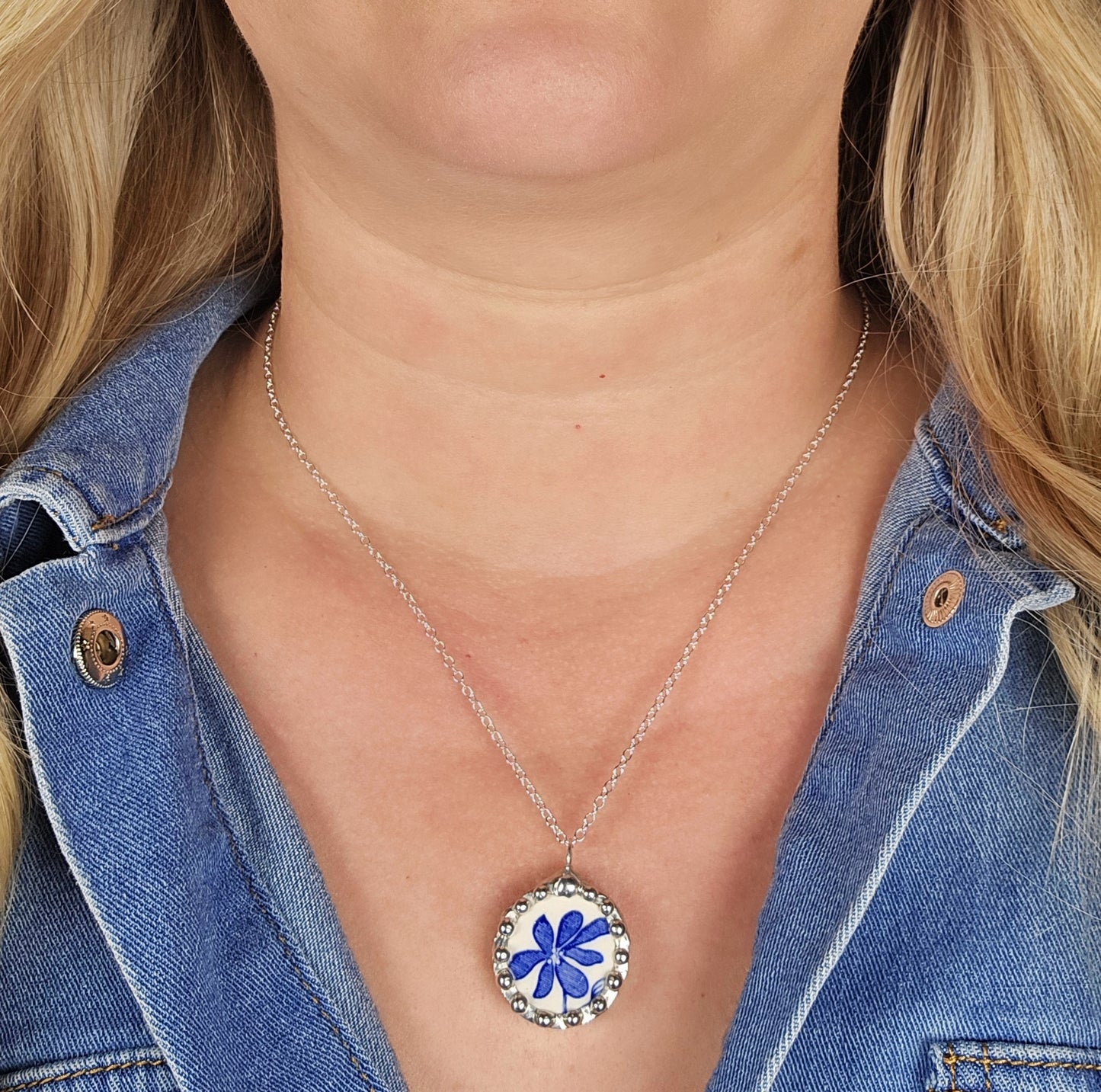 Blue Daisy Pendant
