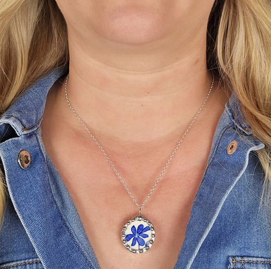 Blue Daisy Pendant