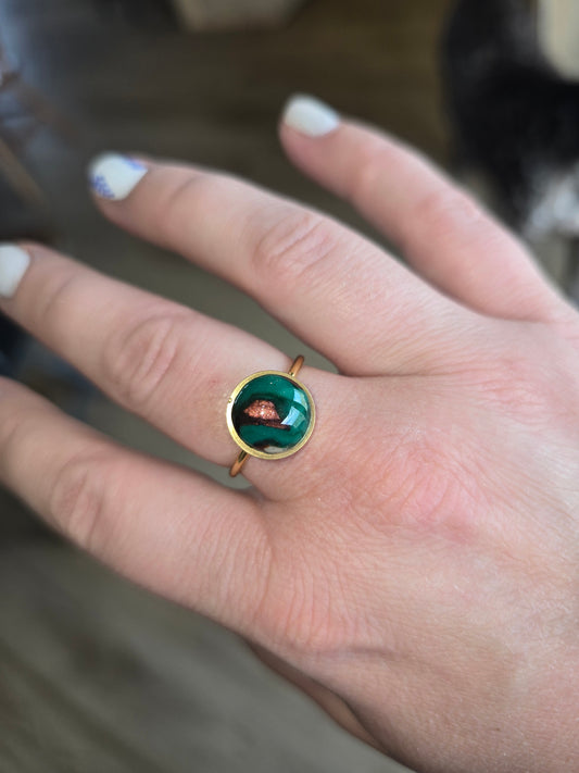 Green Turquoise Rings Gold: 2 available