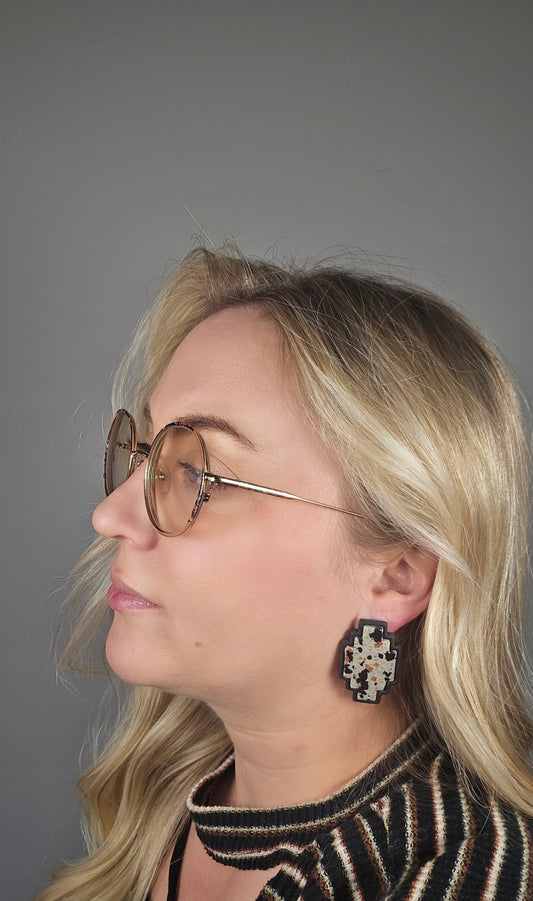 Faux Dalmatian Jasper w/ Black Western Bezel