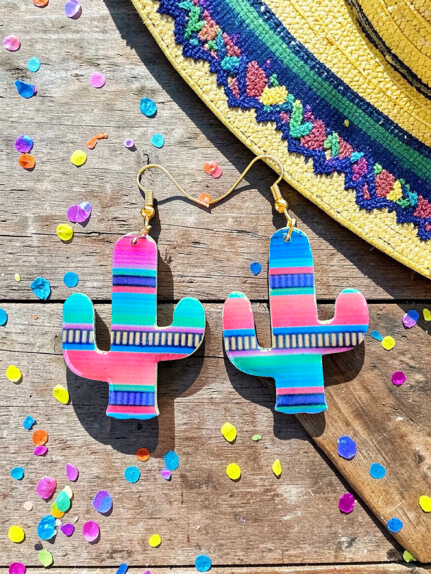 Western Serape Cactuses Earrings