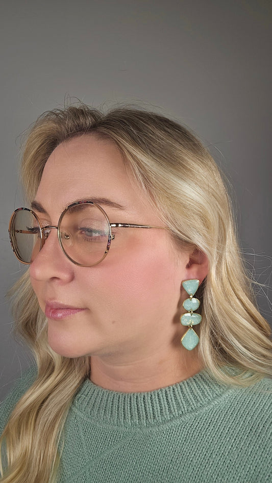 Faux Tierd Mint Opal Dangles