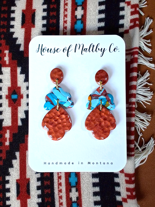 Faux Spiny Oyster Turquoise Earrings