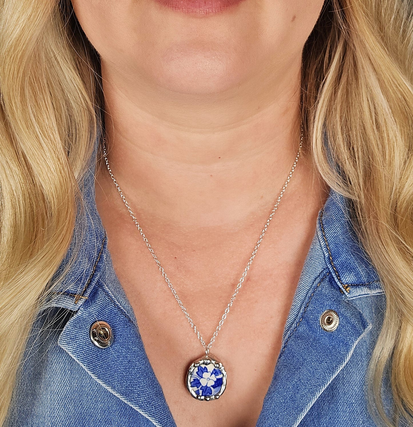 Blue a Flower Pendant