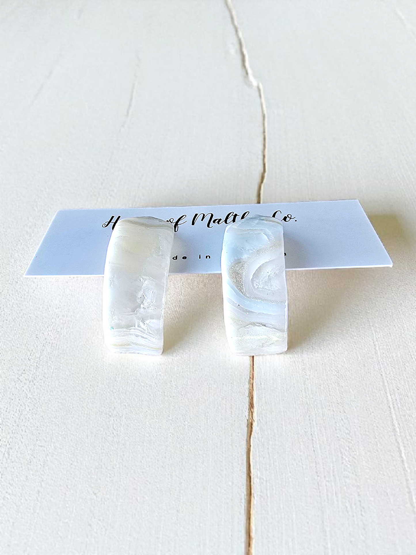 White Pearl Agate Huggies