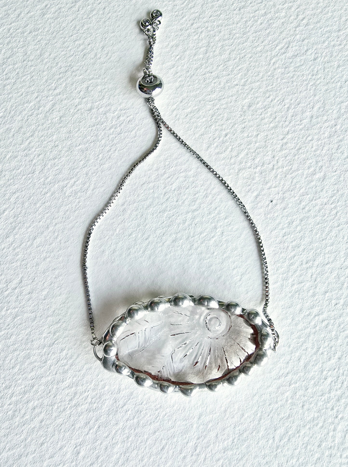 Floral Indiana Clear Glass Adjustable Bracelet