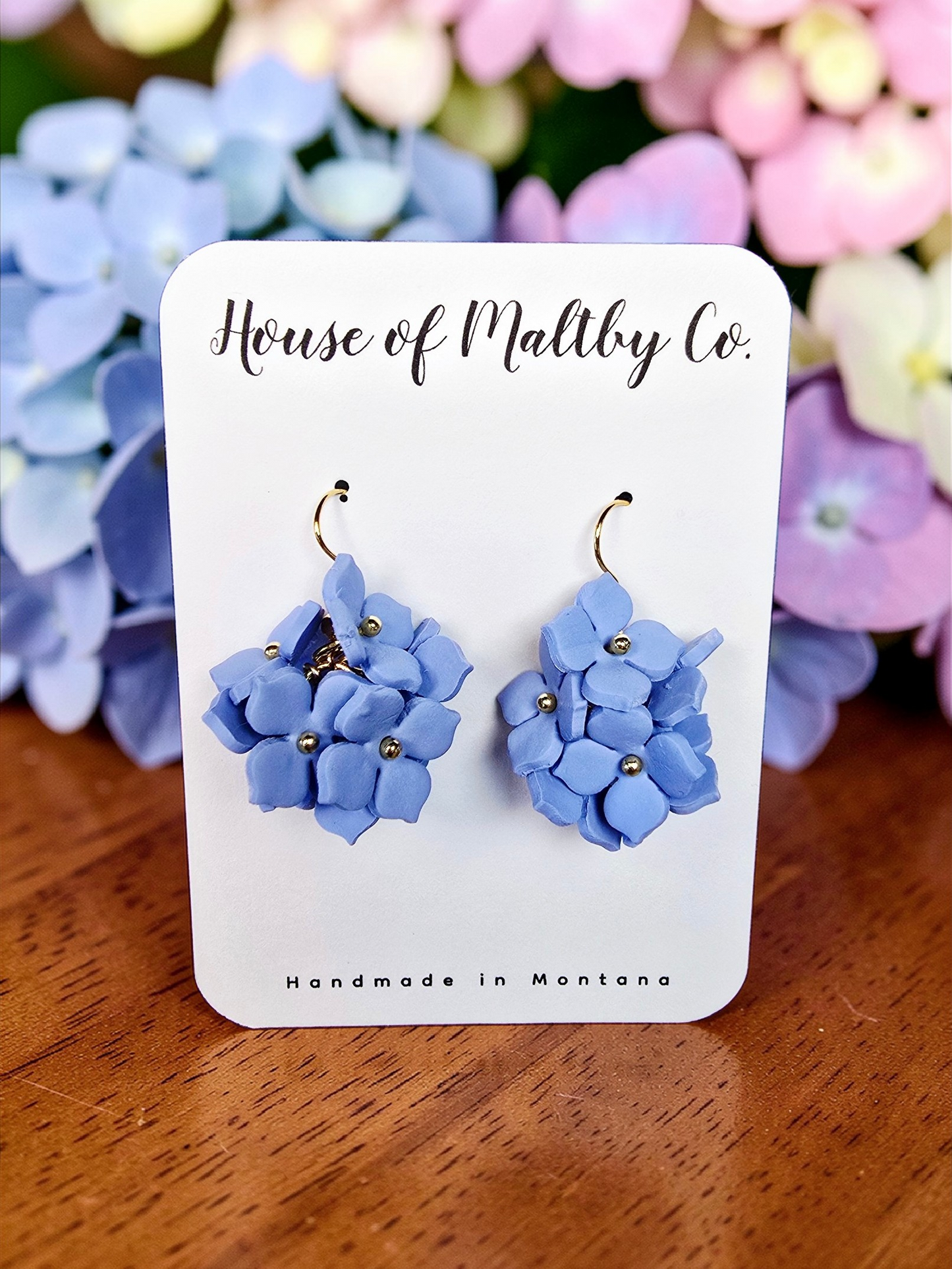 Blue Hydrangea Charm Earrings