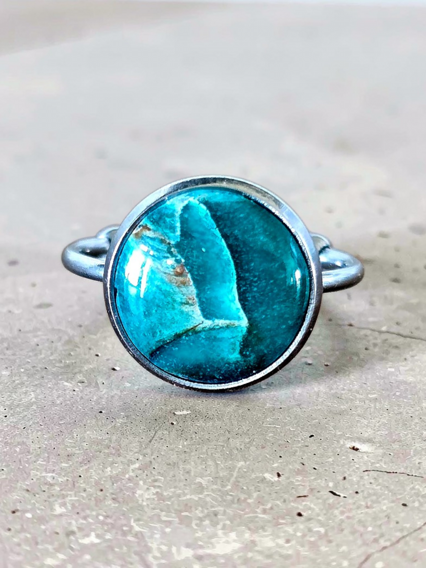 Faux Apatite Silver Adjustable Rings