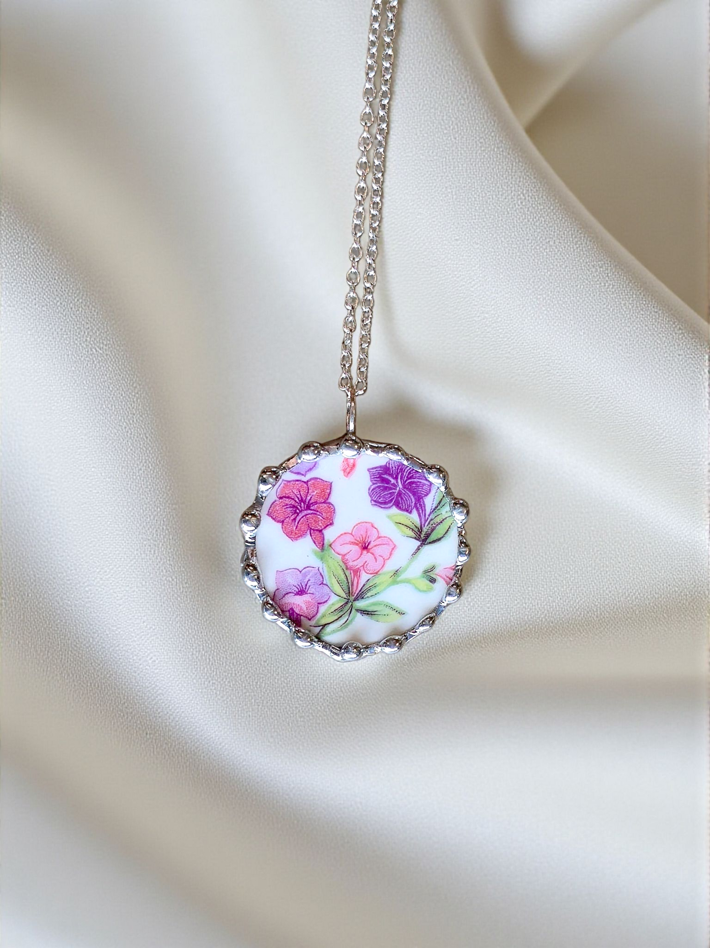 Pink and Purple Petunias necklace