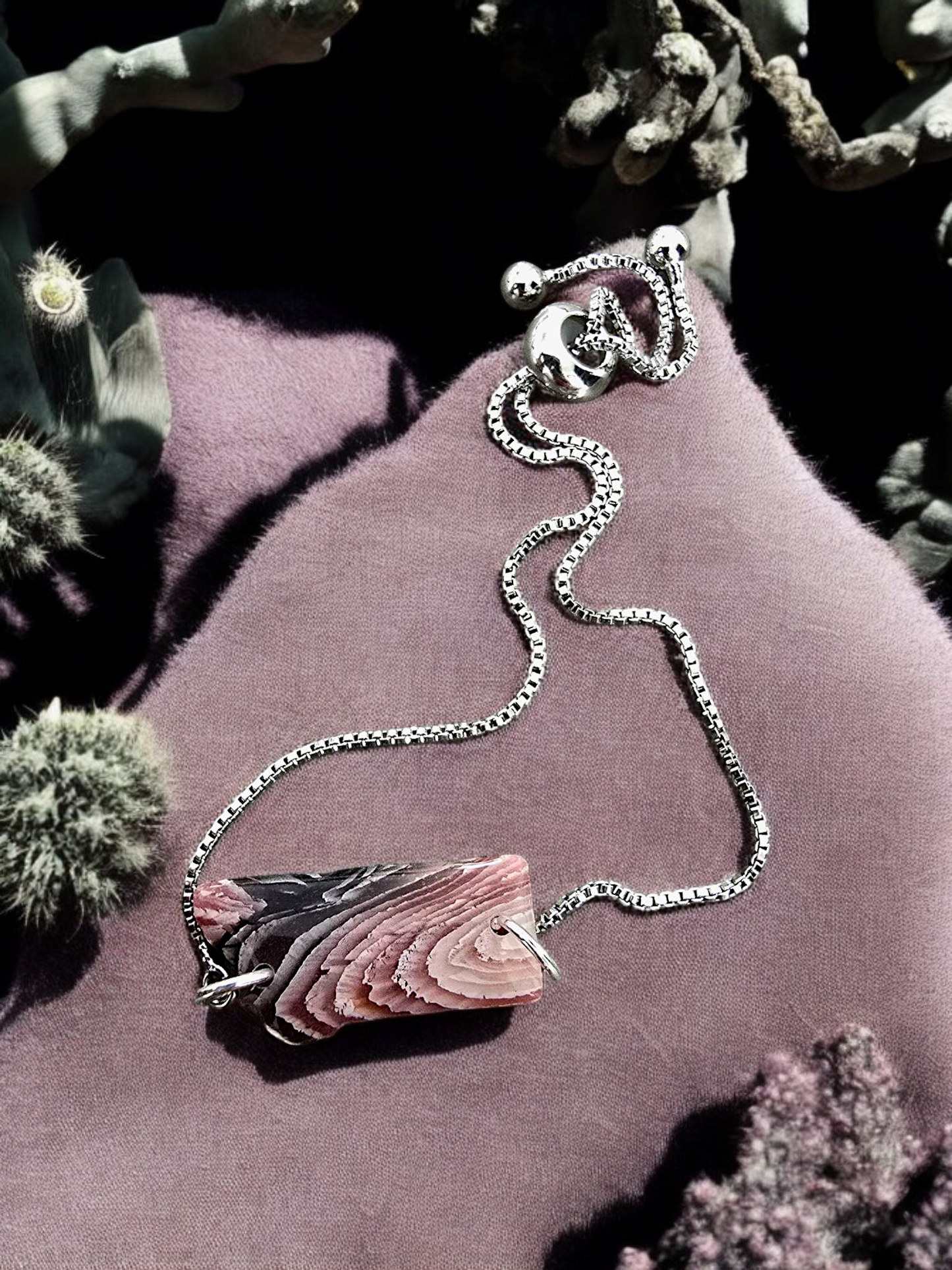 Montana State Botswana Lace Agate Adjustable Bracelets: Silver