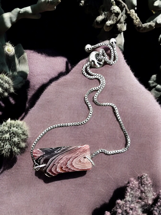Montana State Botswana Lace Agate Adjustable Bracelets: Silver