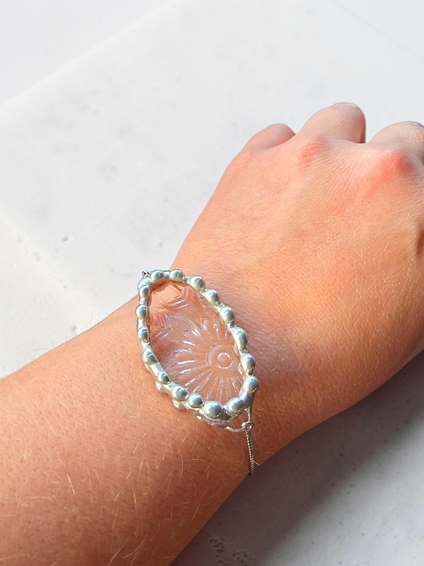 Floral Indiana Clear Glass Adjustable Bracelet