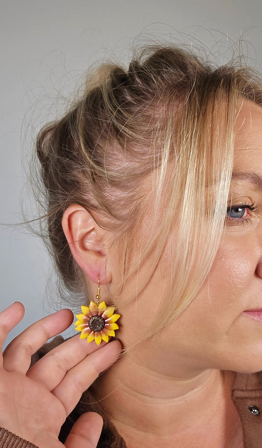 Golden Hour Sunflower Earrings
