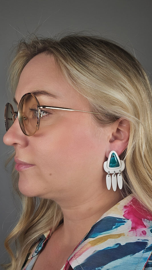 Faux Trianglular Apatite Stone Dangle