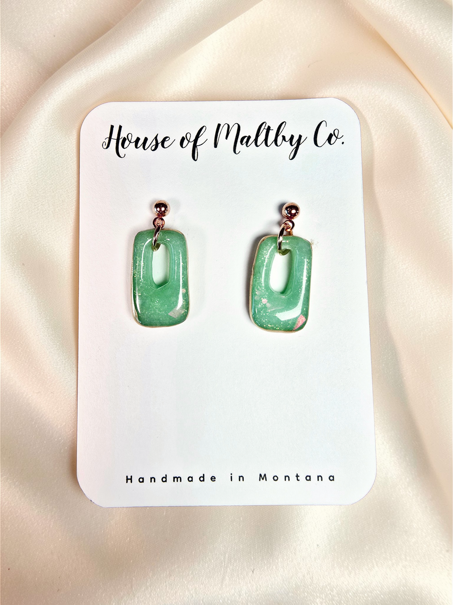 Small Faux Mint Opal Stone Earrings