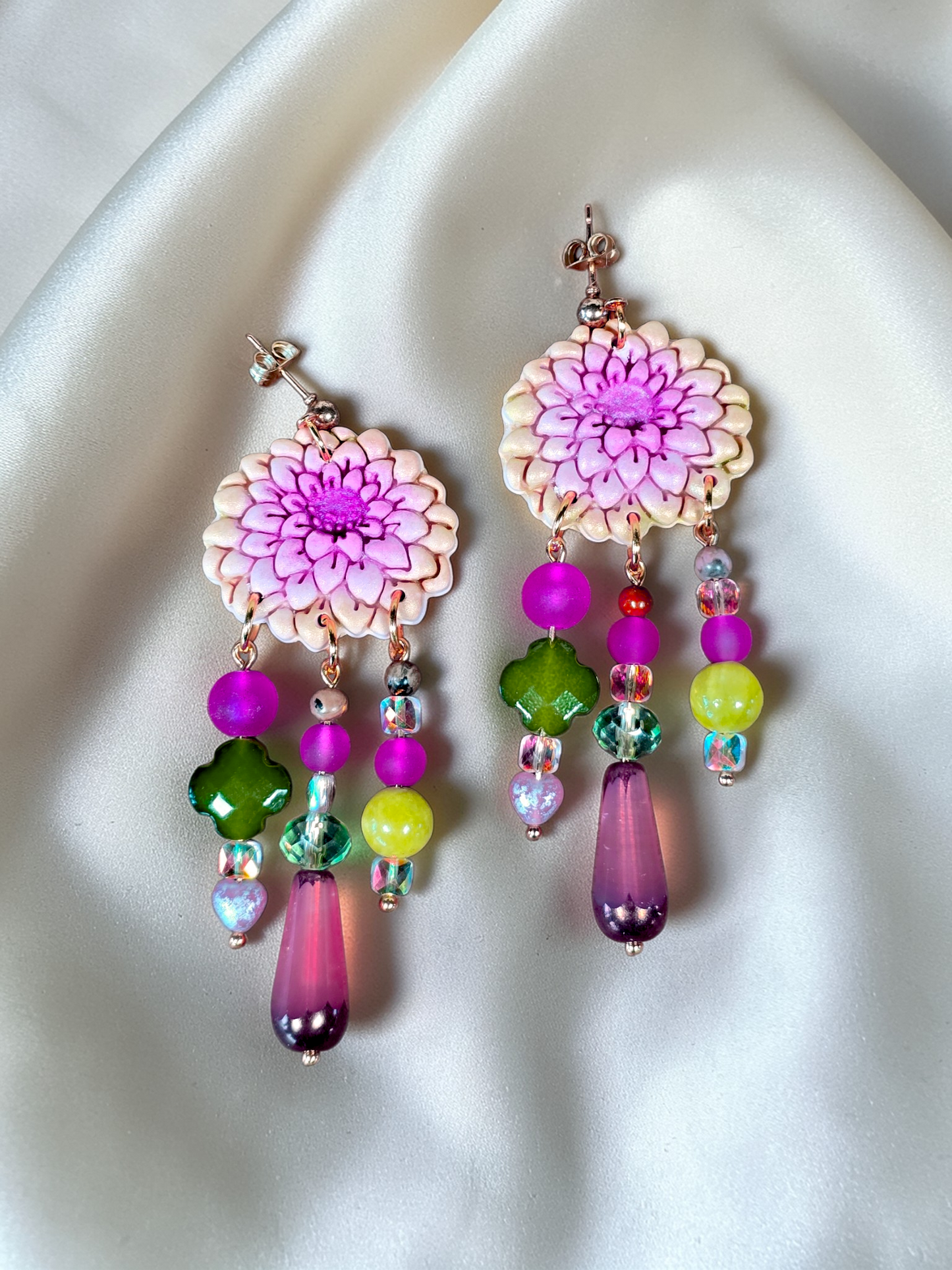 Hot Pink and Green Dahlias