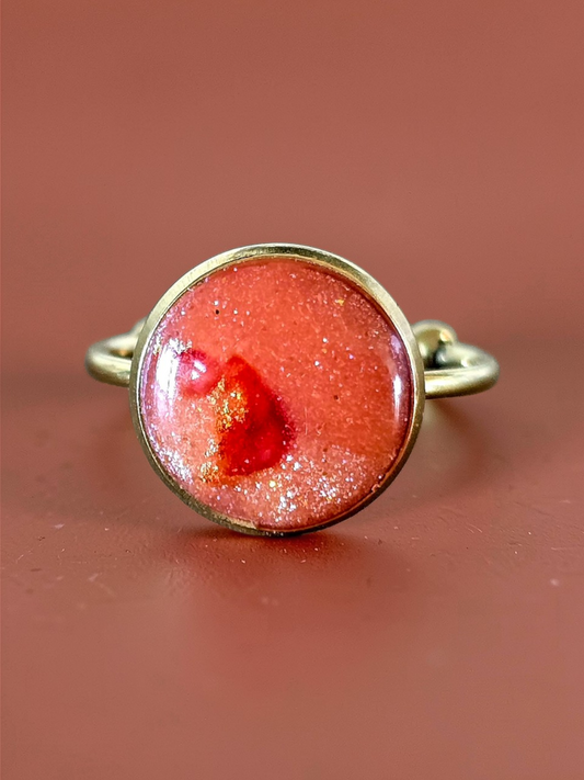 Faux Sunstone Gold Adjustable Ring