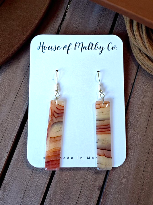 Faux MT Agates Rectangle Earrings