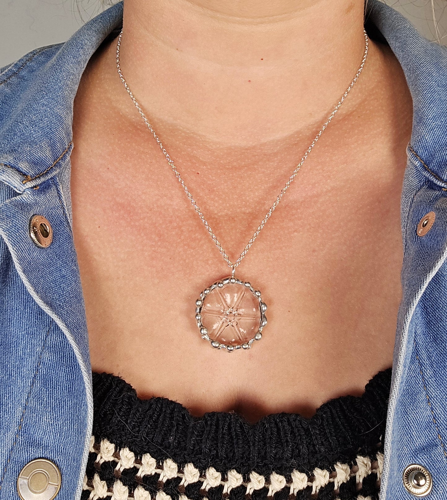 Floral Clear Indiana Glass Pendant