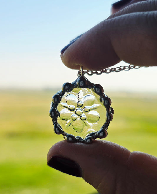 Clear Floral Indiana Glass Pendant
