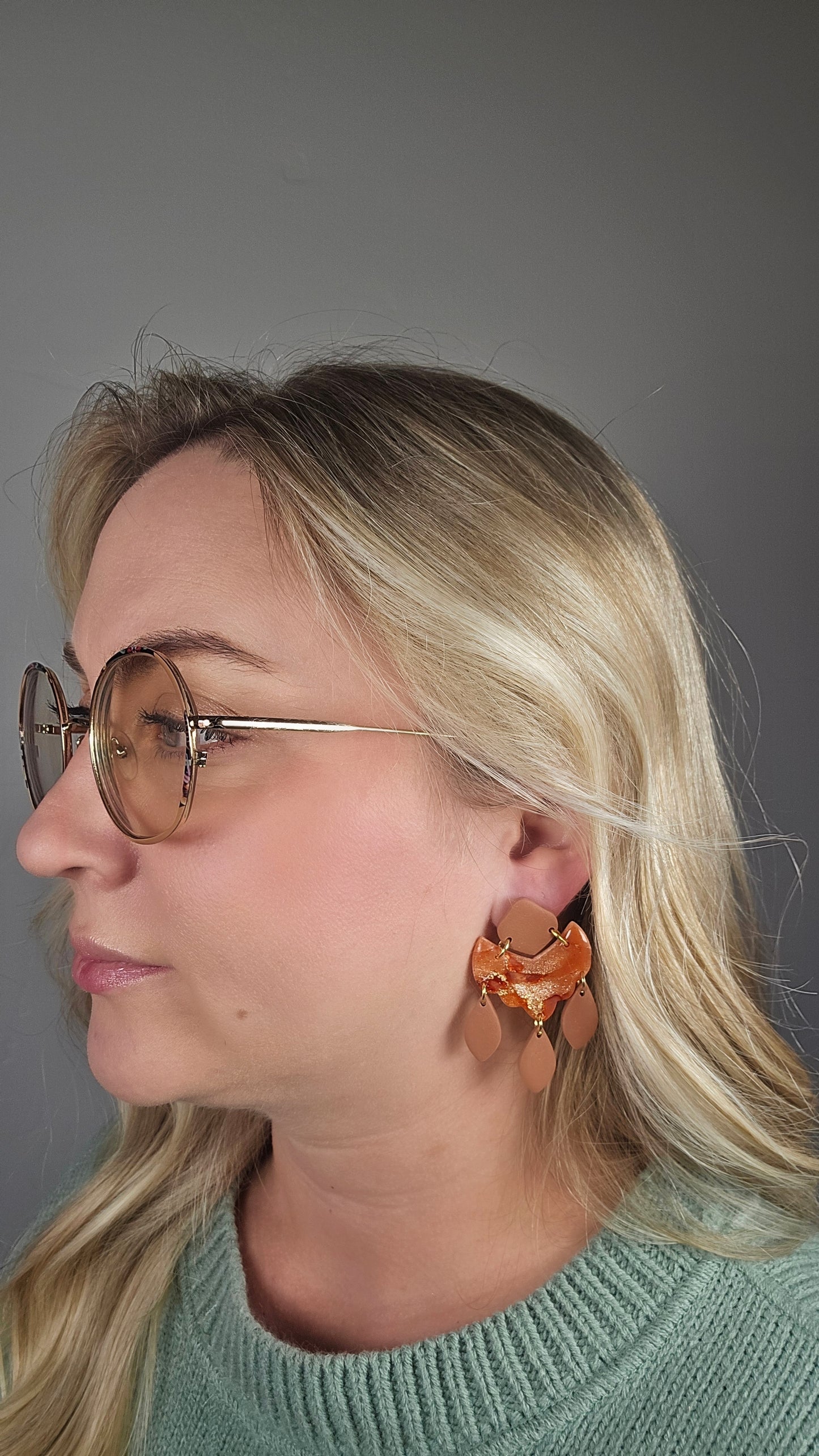 Elegant Faux Sunstone Teracotta Earrings