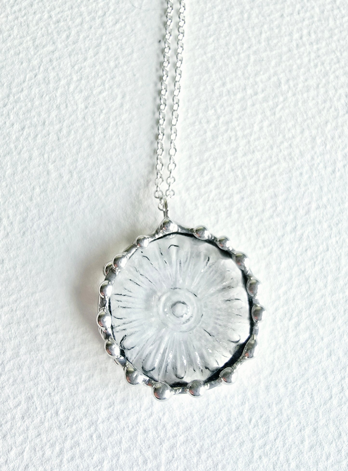 Clear Daisy Indiana Glass Pendant