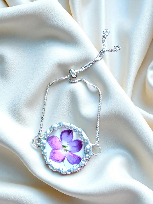 Violet Silver Bracelet Adjustable