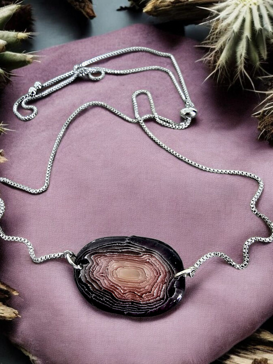 Botswana Agate Necklaces: Silver, adjustable