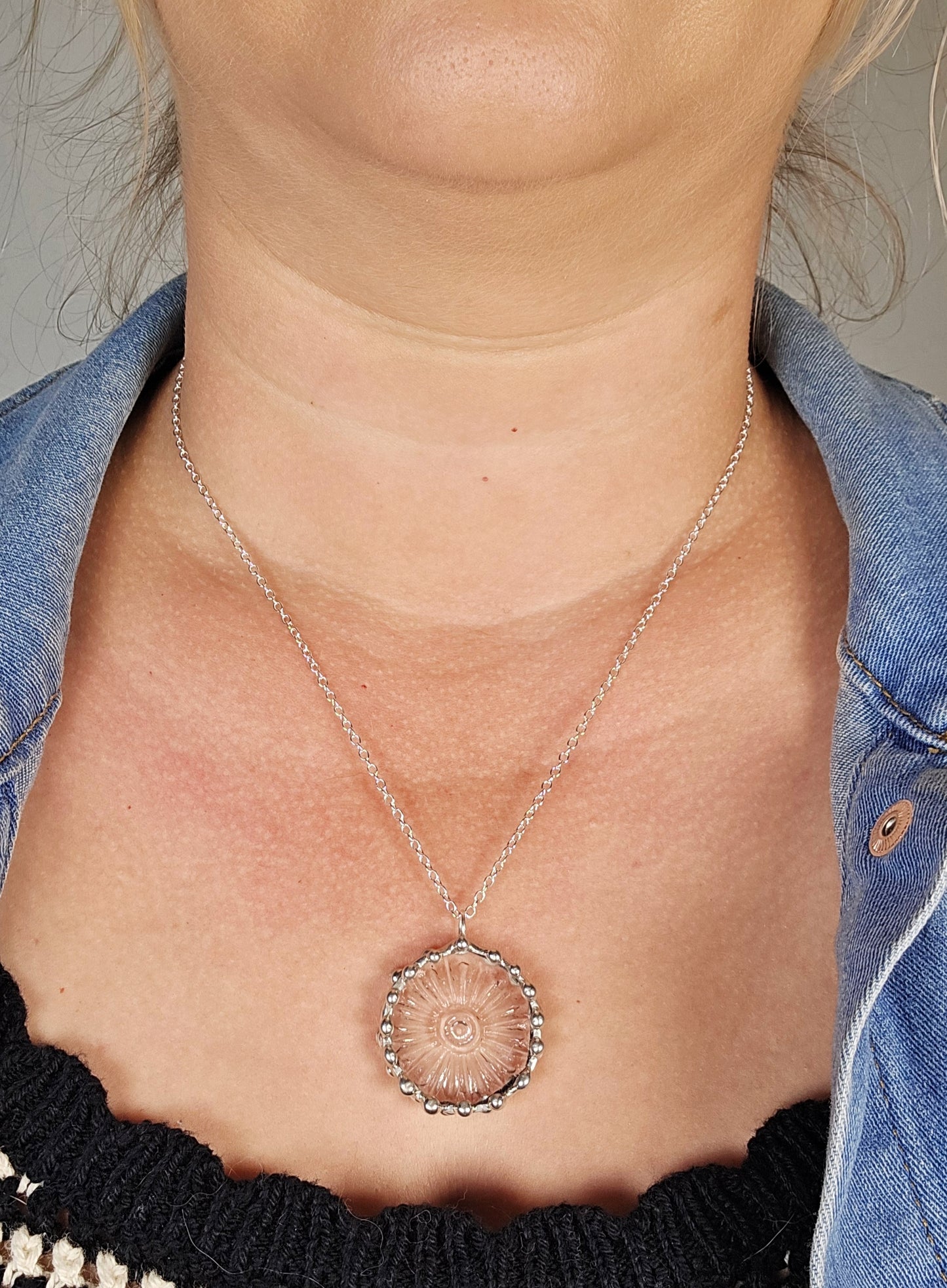 Clear Daisy Indiana Glass Pendant